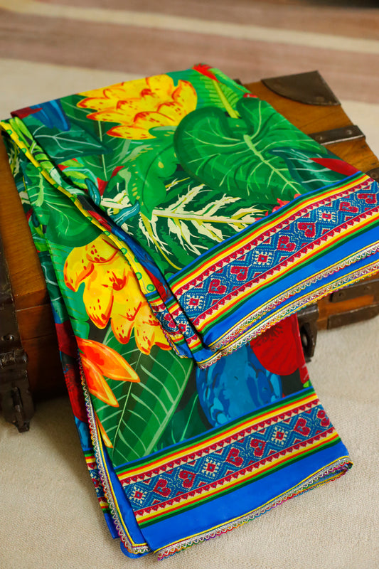 BIRDS OF PARADISE - Crepe Saree with Blouse