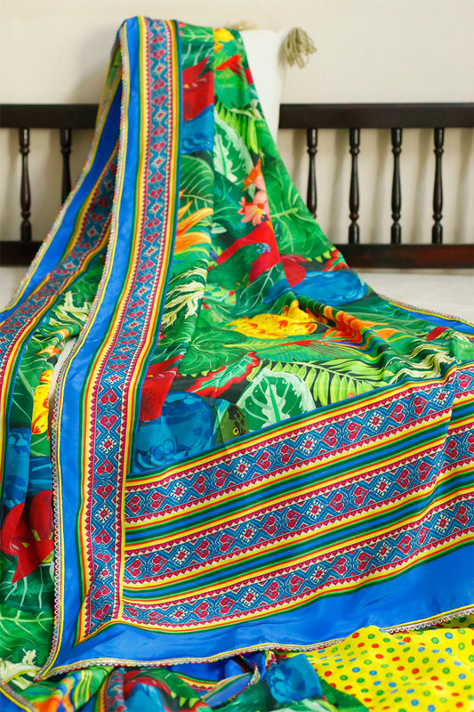 BIRDS OF PARADISE - Crepe Saree with Blouse
