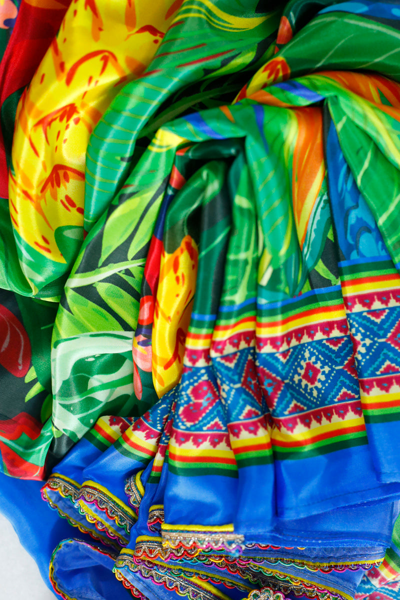 BIRDS OF PARADISE - Crepe Saree with Blouse