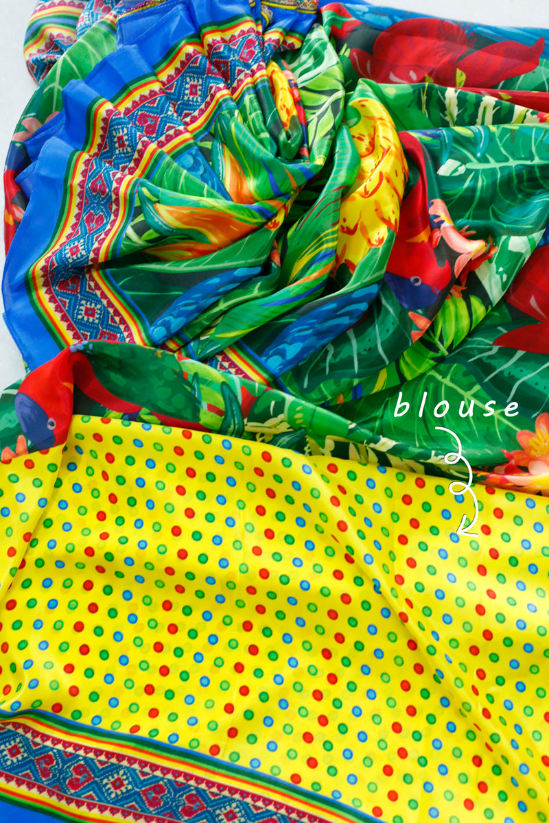 BIRDS OF PARADISE - Crepe Saree with Blouse